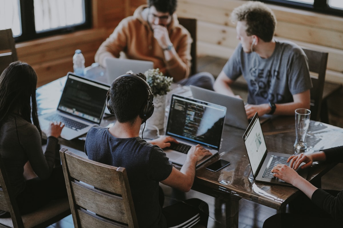 Varyense team collaborating around a shared workspace